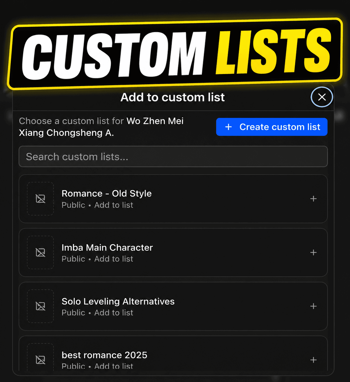 Adding a comic to a custom list